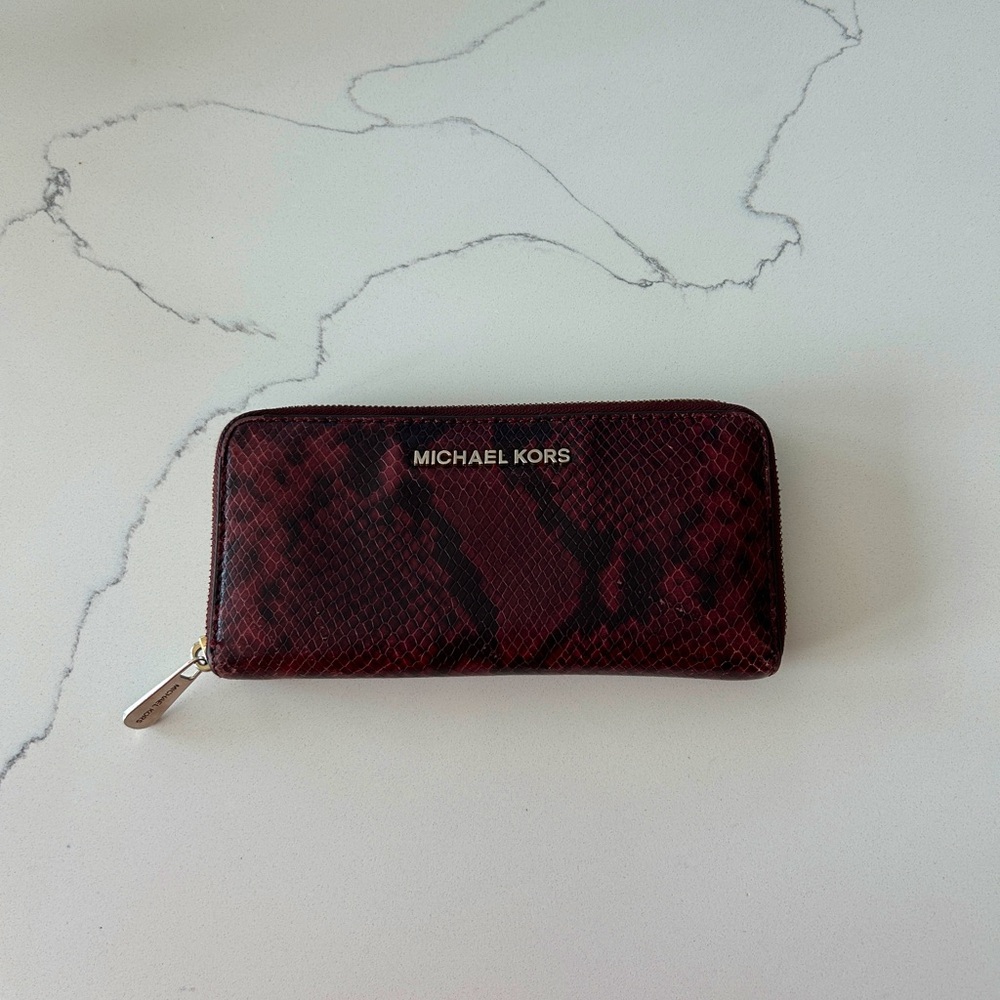 Michael Kors Burgundy Snakeskin-print Wallet